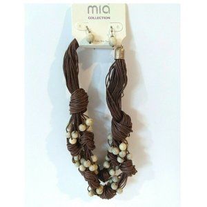 3/$10 ‎ Beaded Cord Choker Necklace + Bead Earrings